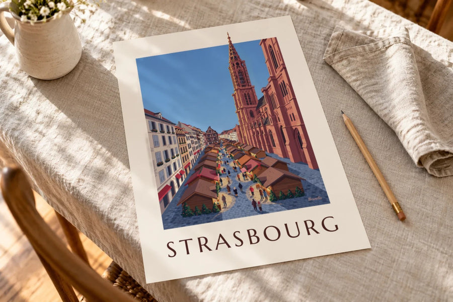 Christmas Market in Strasbourg Poster : standing on a table