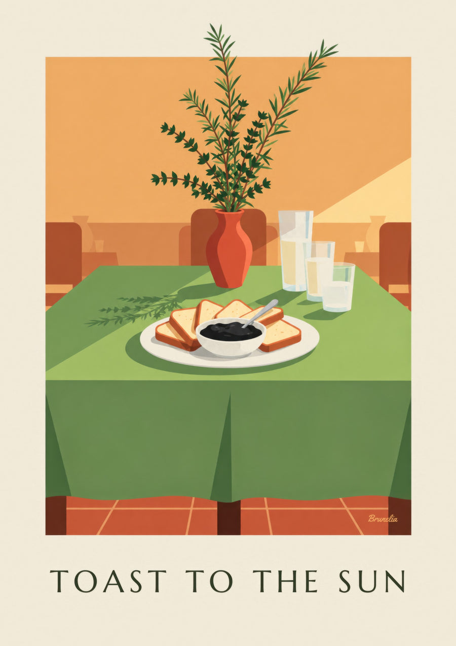 Affiche tapenade noire et toasts pour l'apéritif