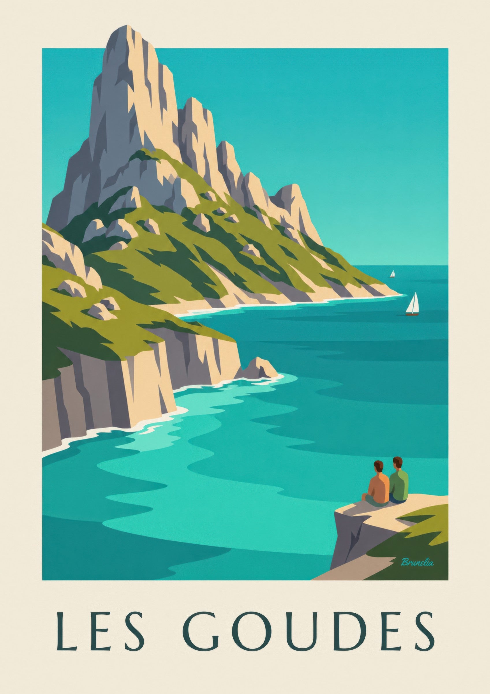 Maïre Island facing Les Goudes poster, turquoise water: close-up detail