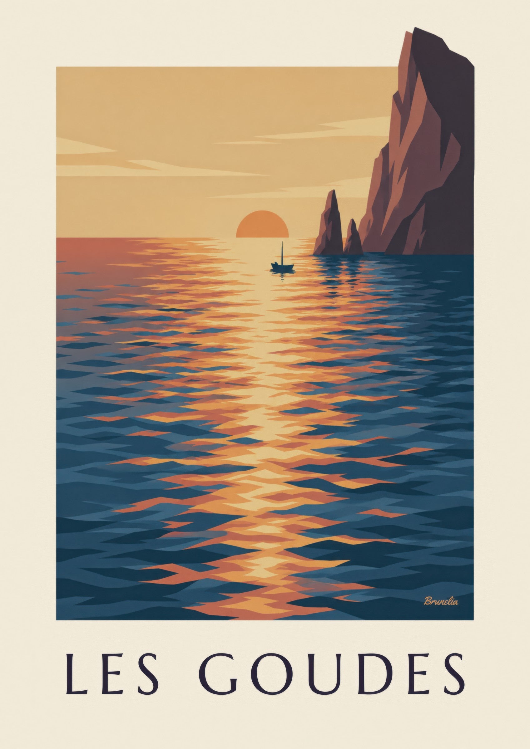 Sunset at Les Goudes poster: close-up detail