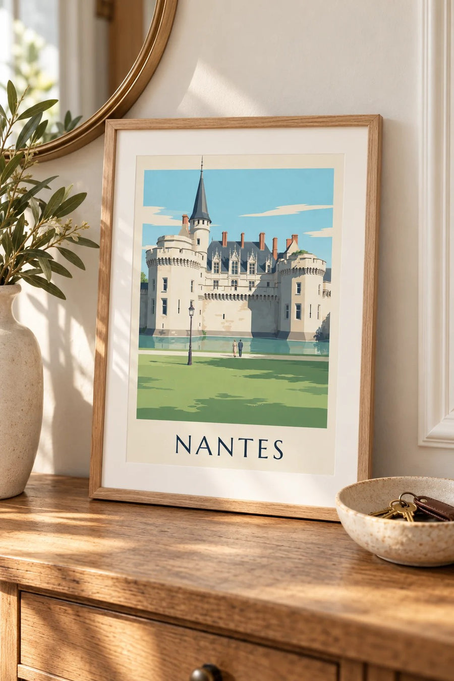 Affiche château des ducs de Bretagne à Nantes : petit format A4 encadré