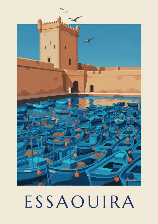 Essaouira harbor and Skala tower poster