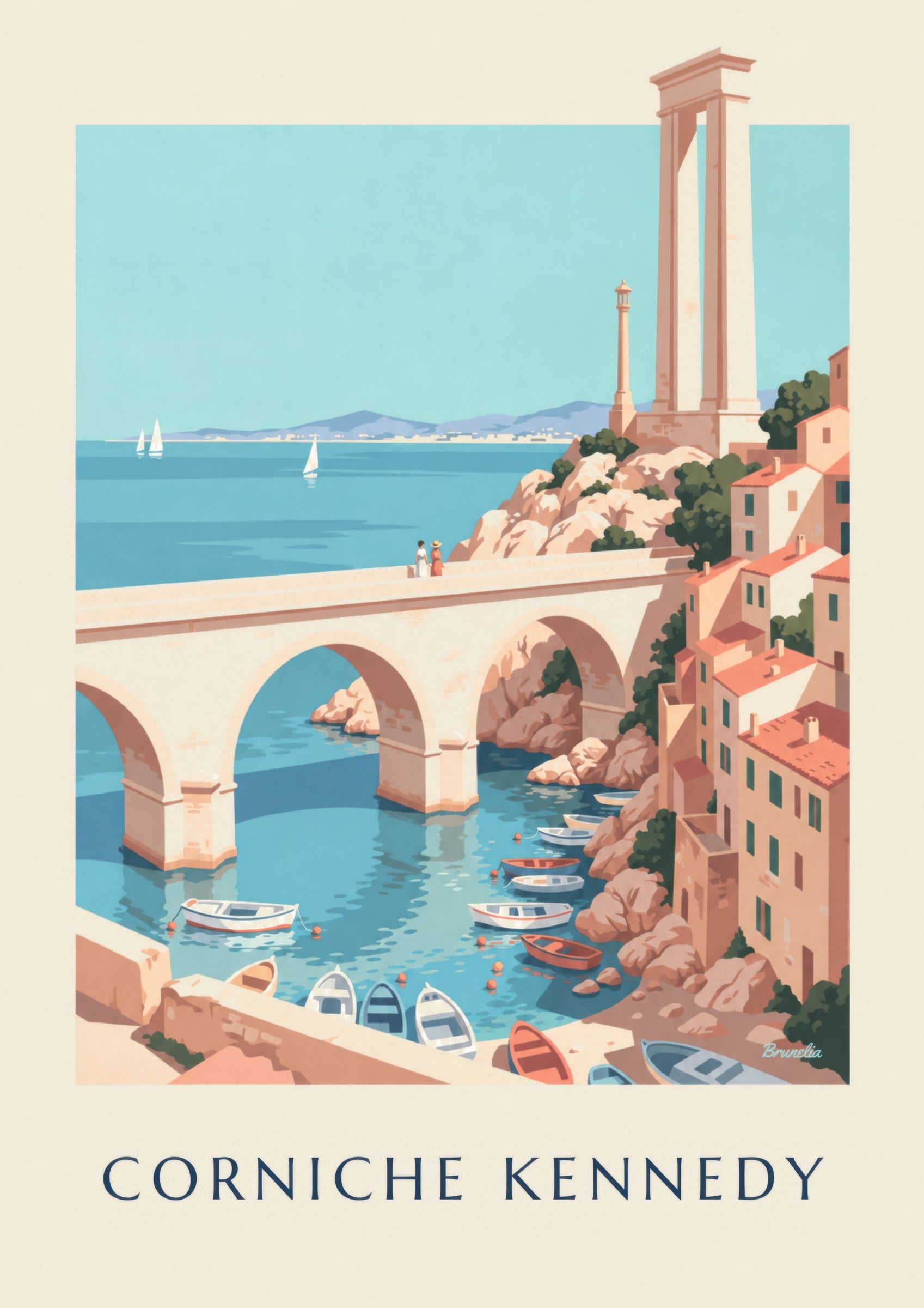 Corniche Kennedy Marseille poster: close-up detail