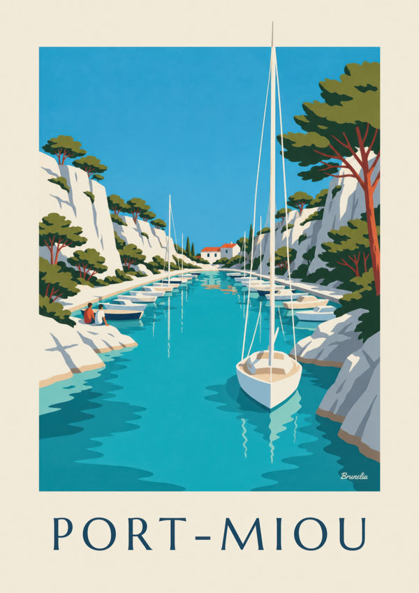 Affiche calanque de Port-Miou et voiliers