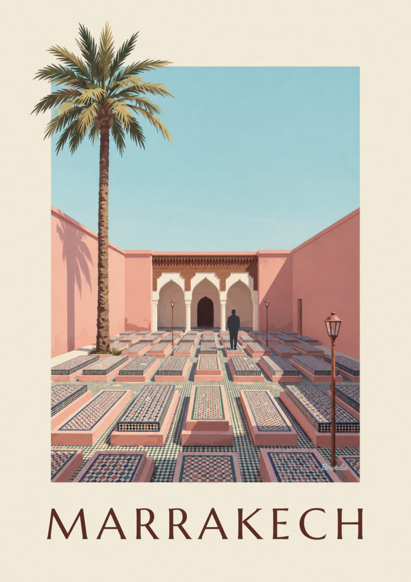 Marrakech Saadian Tombs arches and zellige poster