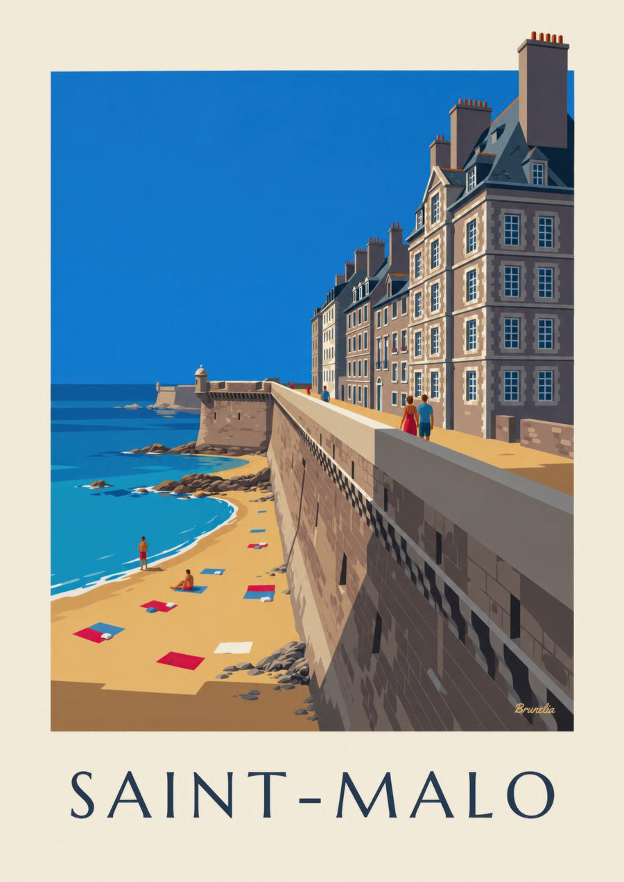 Saint-Malo ramparts and beach poster