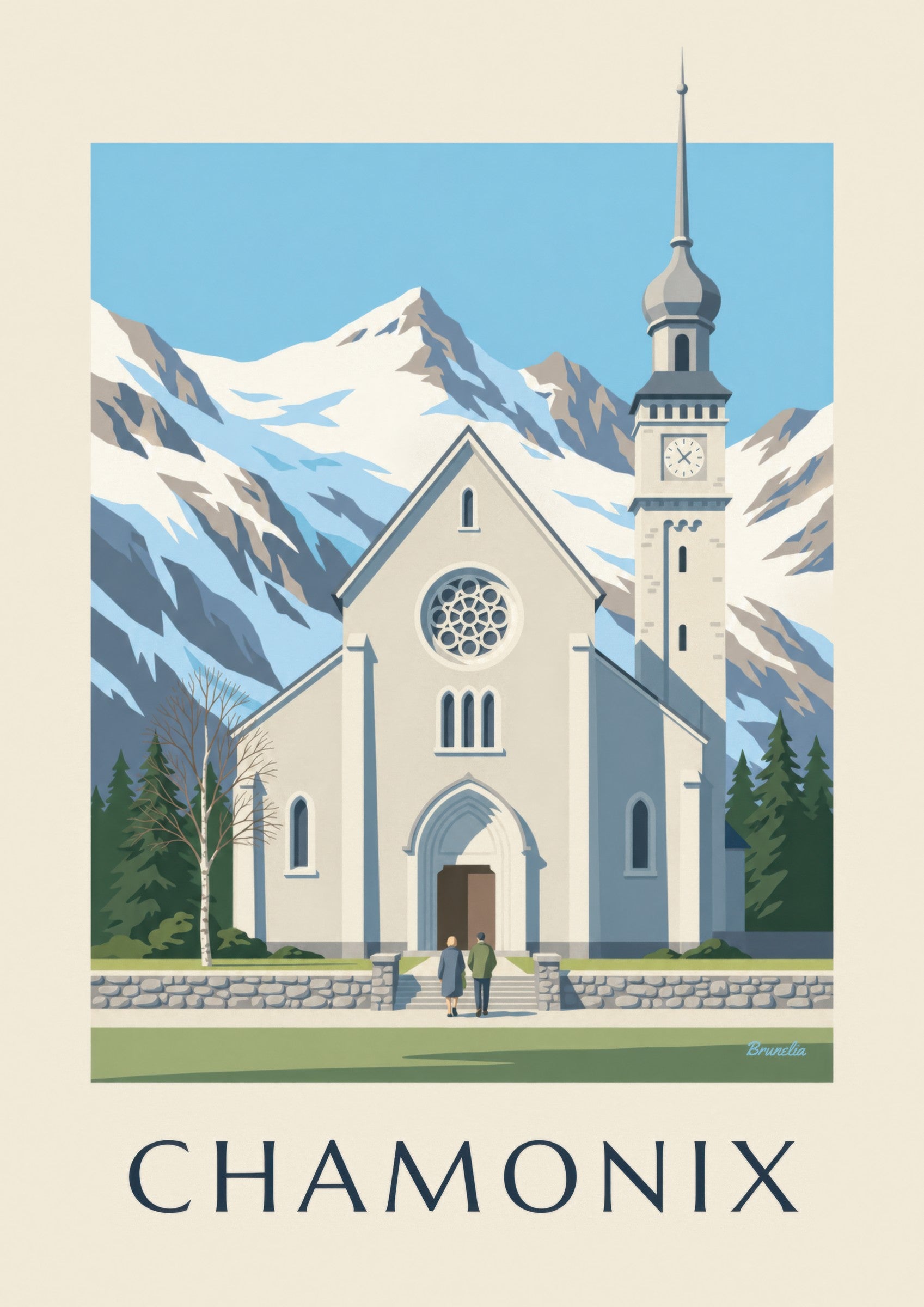 Saint-Michel Church Chamonix poster: close-up detail