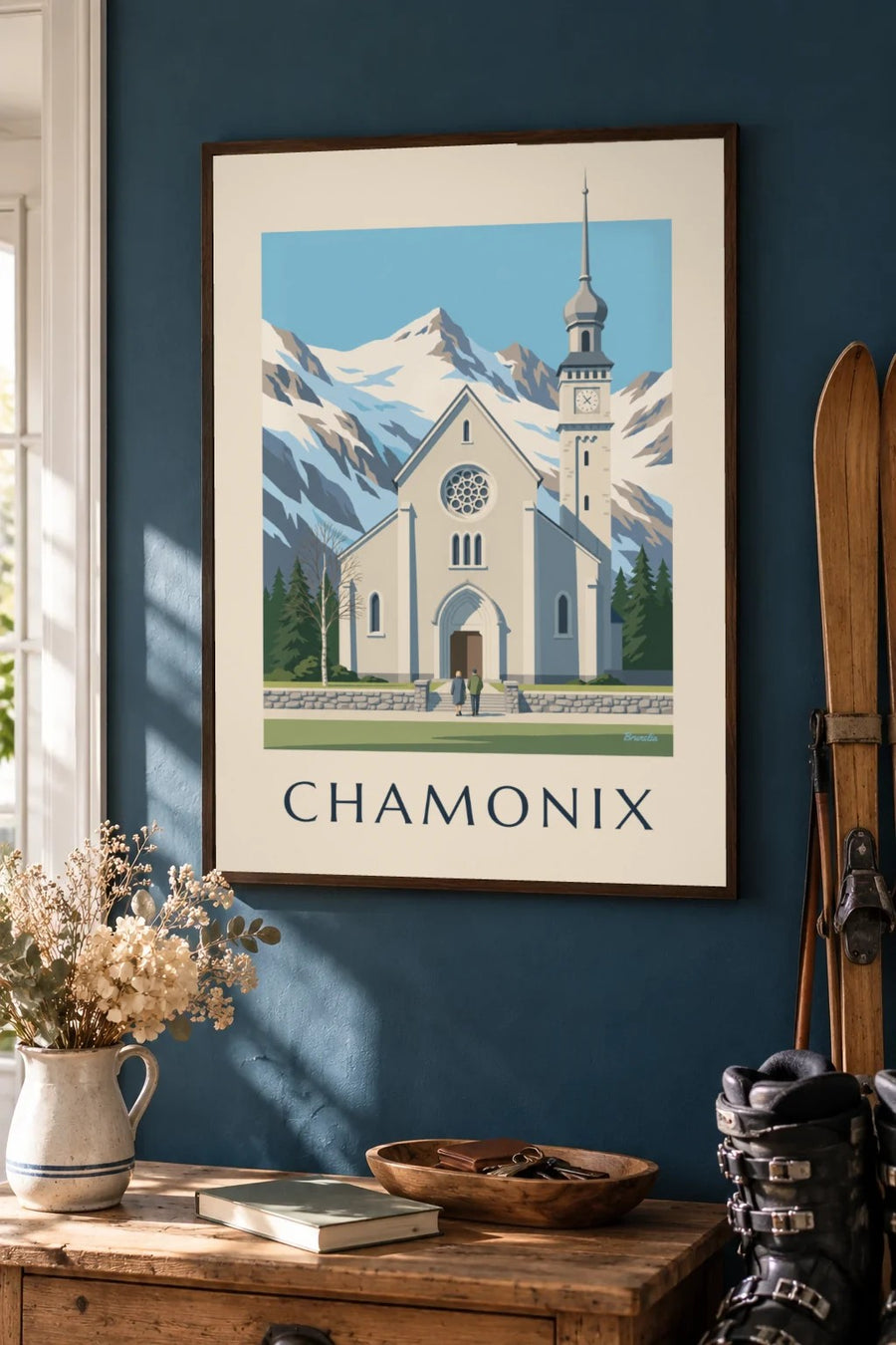 Affiche église Saint-Michel de Chamonix : encadrée au mur