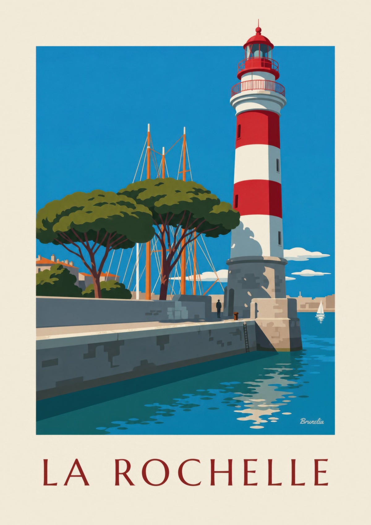 Gabut red and white lighthouse poster