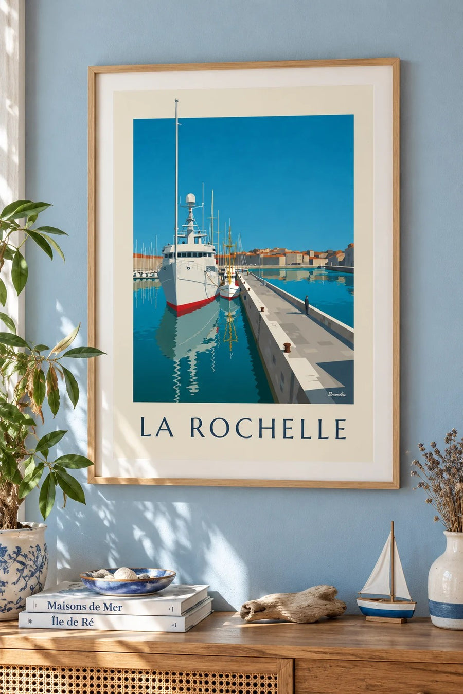 Affiche Bassin des Chalutiers à La Rochelle : encadrée au mur