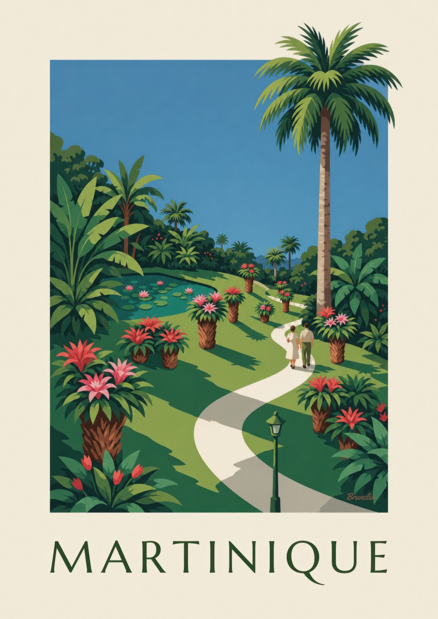 Balata Garden and bromeliads in Martinique poster: close-up detail