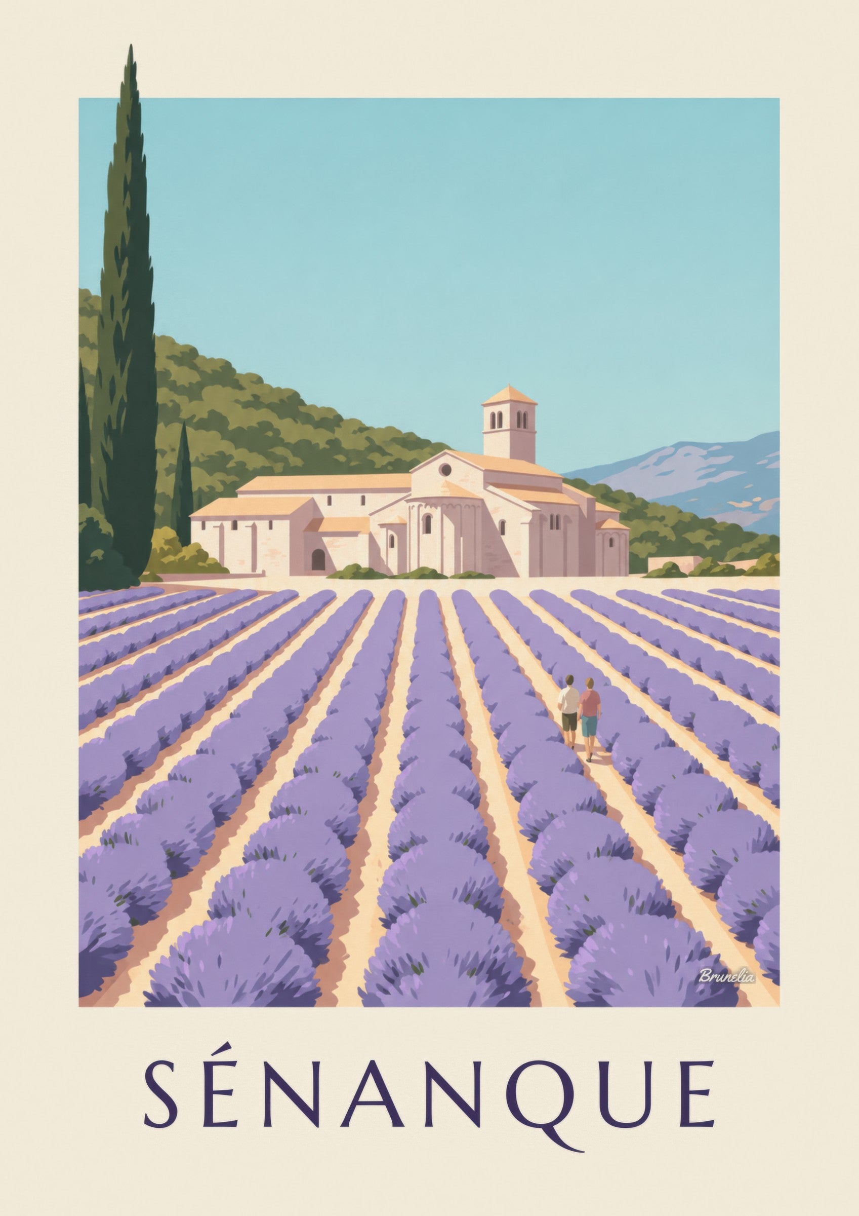 Sénanque Abbey and lavender poster: close-up detail