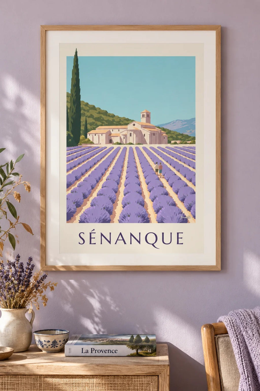 Sénanque Abbey and lavender poster : framed on the wall