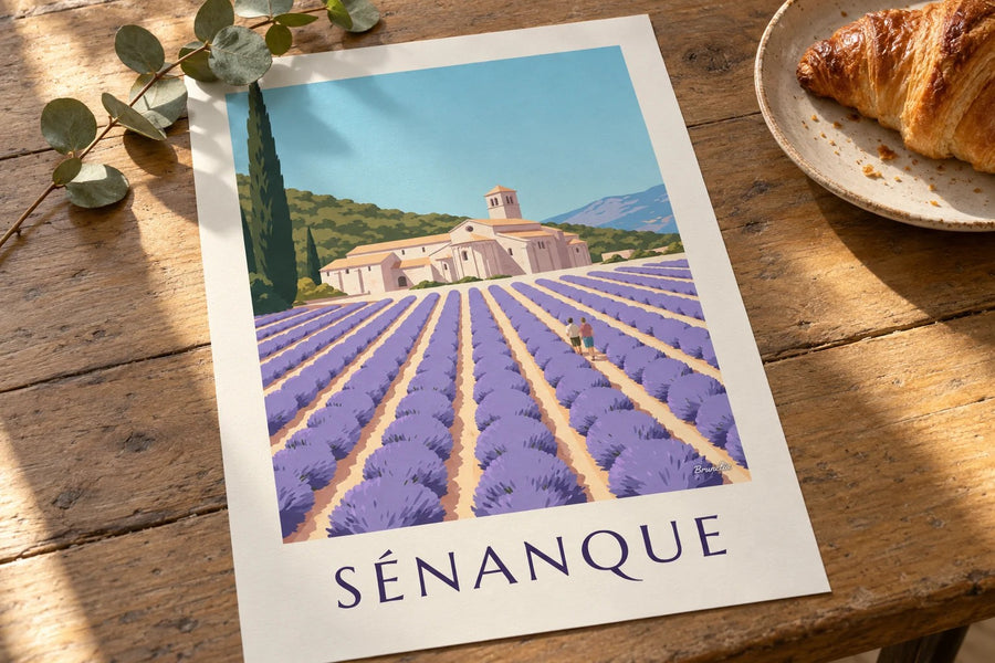 Sénanque Abbey and lavender poster : standing on a table