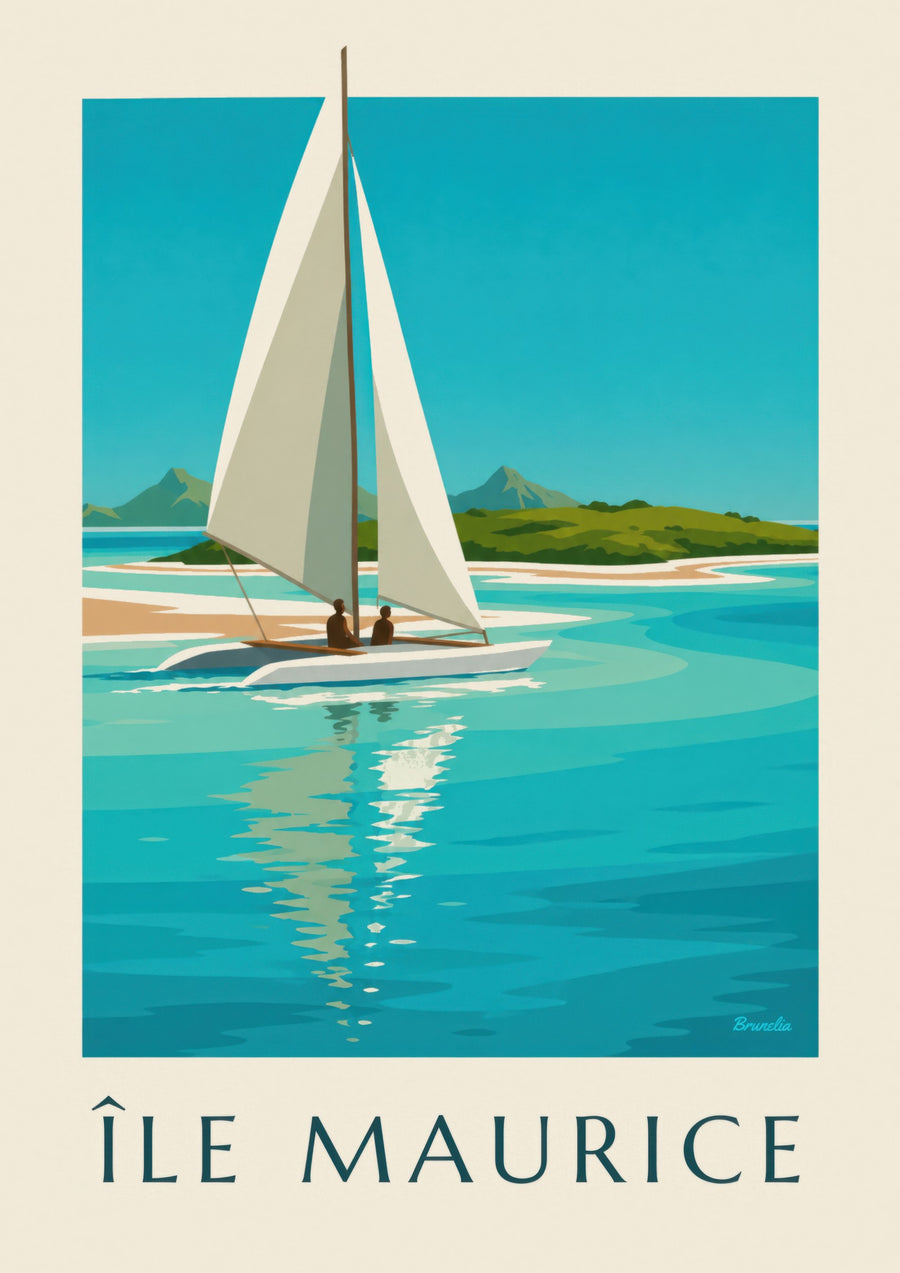 Île aux Cerfs and turquoise lagoon poster