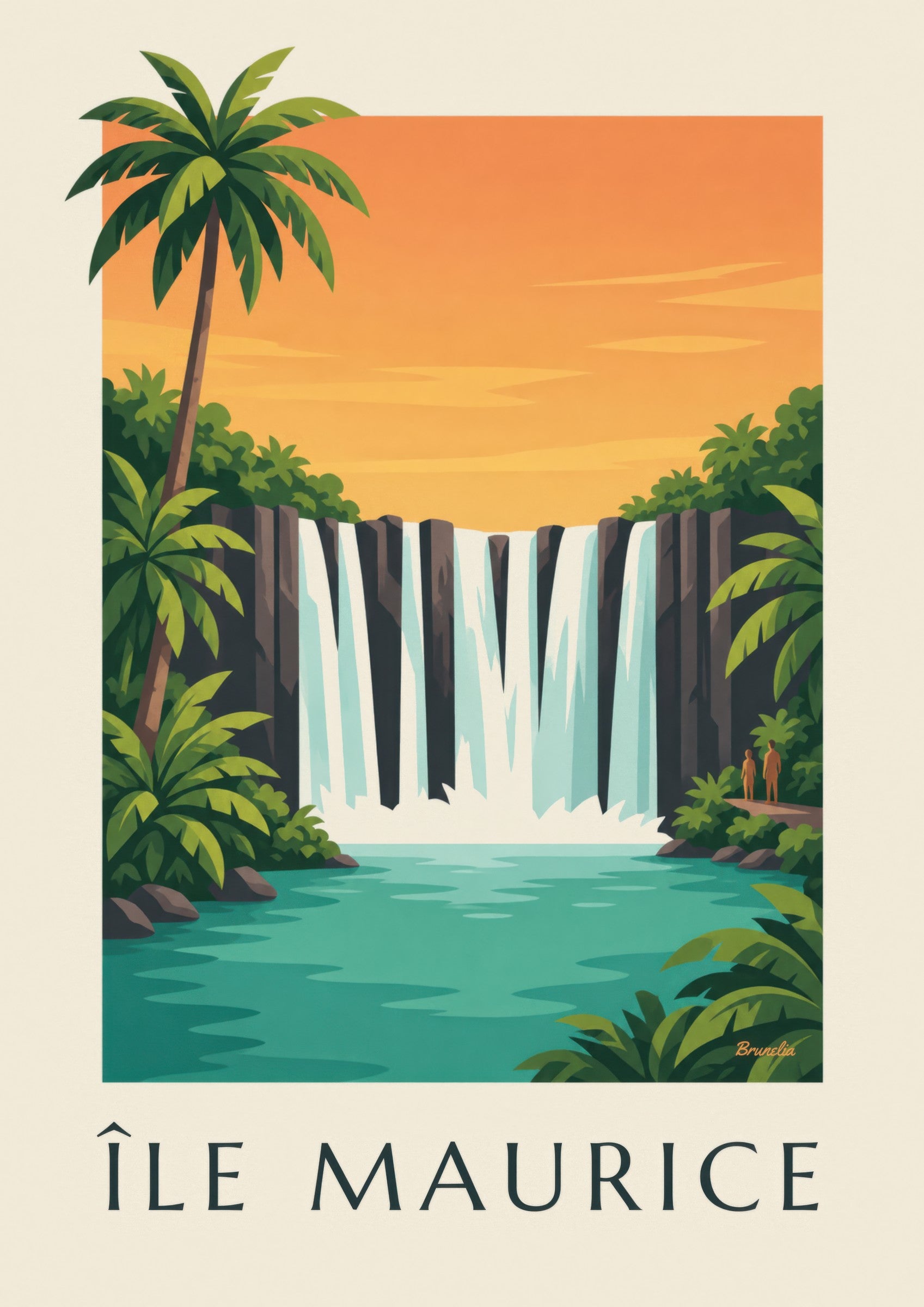 Rochester Falls in Mauritius poster: close-up detail