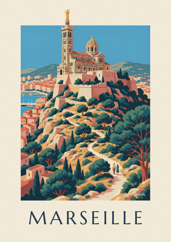 Notre-Dame de la Garde at sunset poster