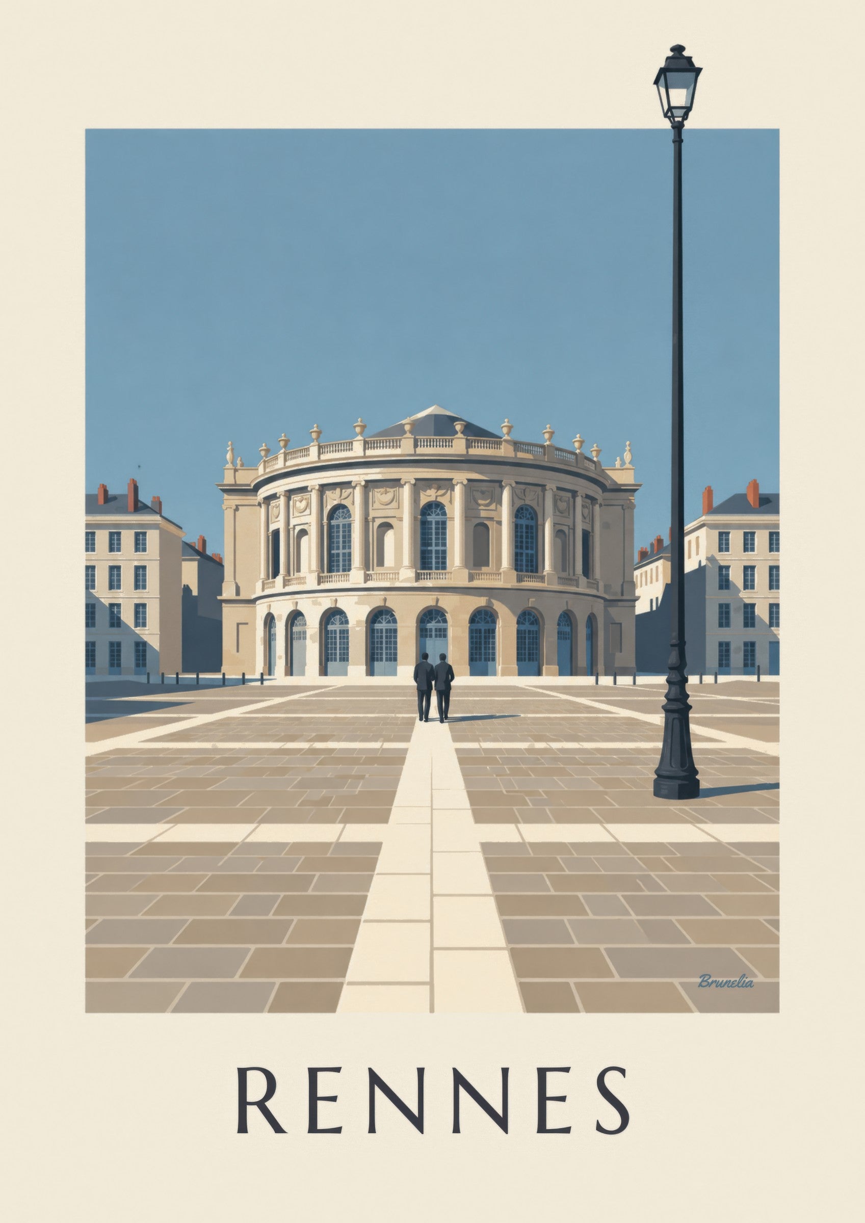 Rennes opera house rotunda on Place de la Mairie poster: close-up detail