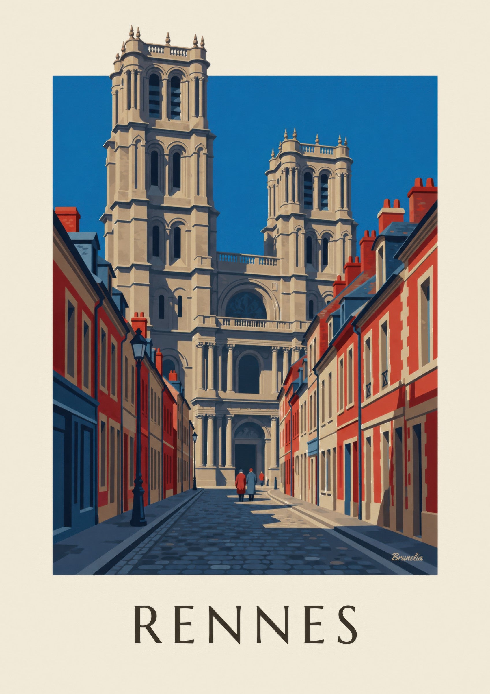 Rennes Saint-Pierre Cathedral and its towers poster: close-up detail