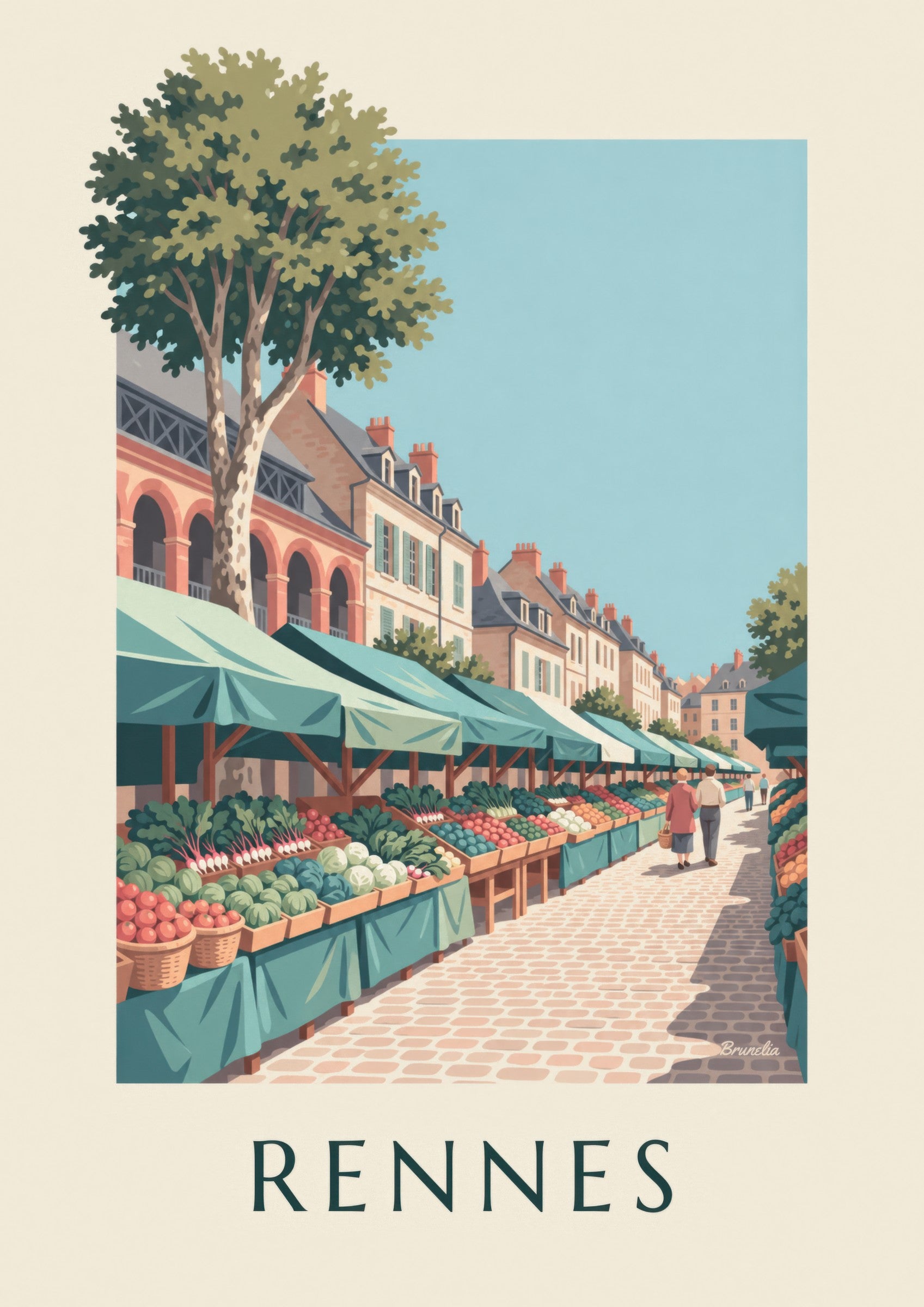 Place des Lices market in Rennes poster: close-up detail
