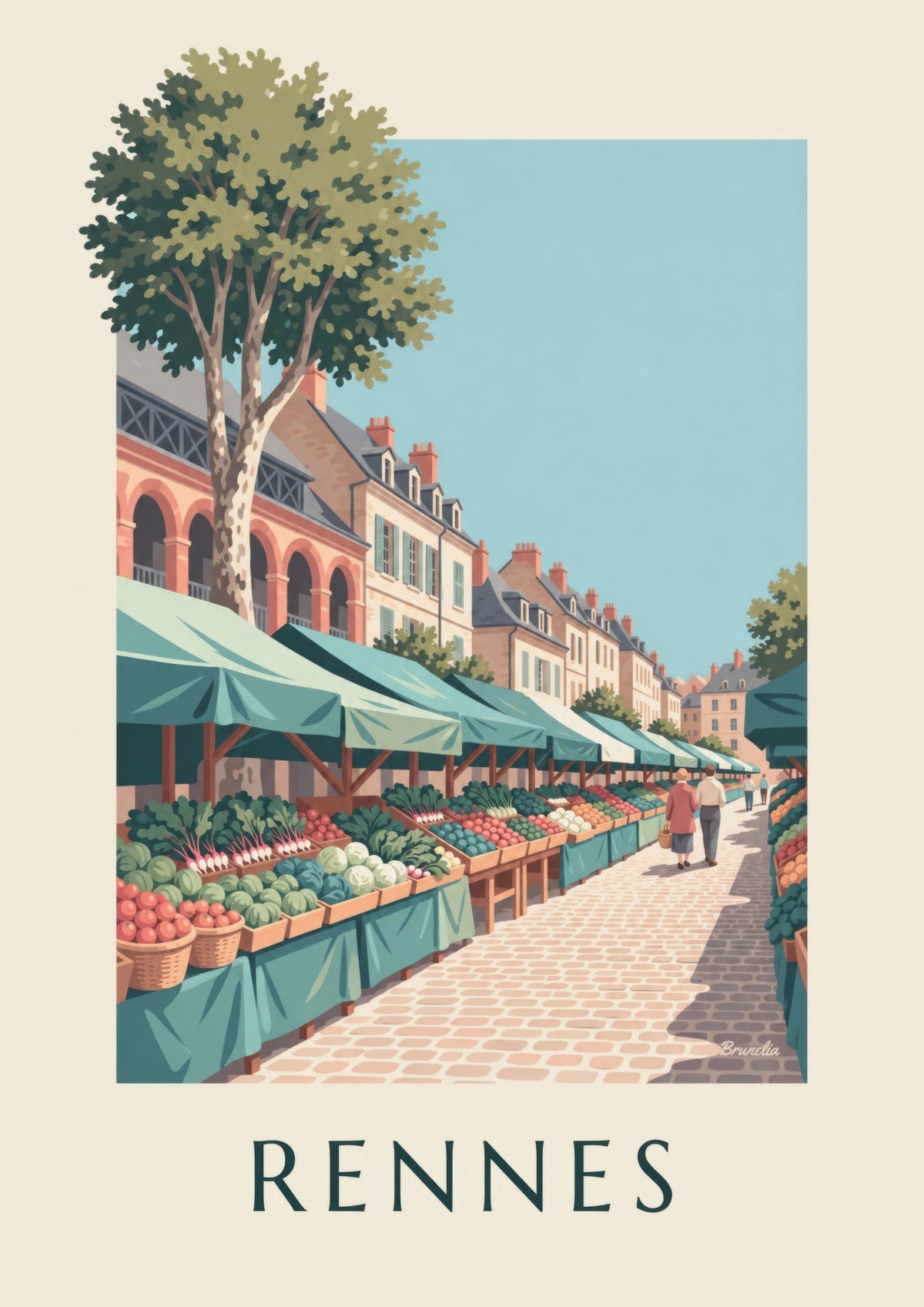 Place des Lices market in Rennes poster