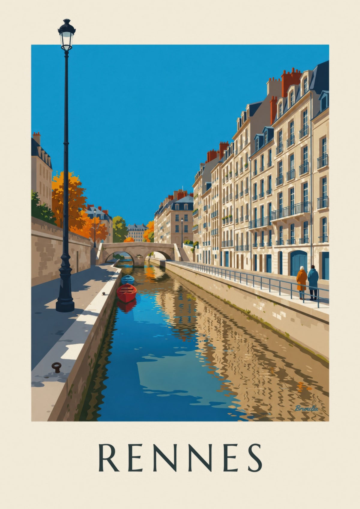 Rennes Vilaine River and Quai Émile-Zola poster