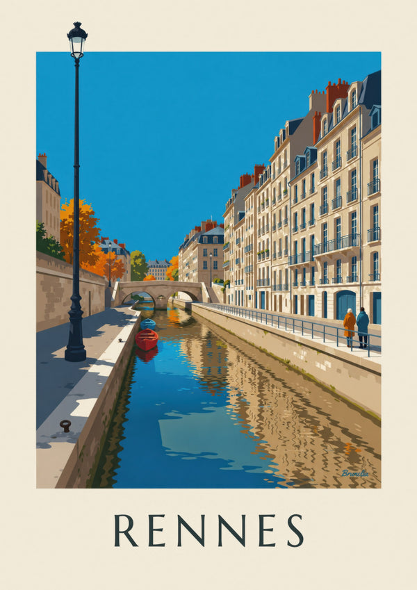 Rennes Vilaine River and Quai Émile-Zola poster
