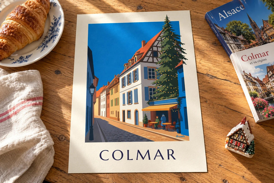 Illuminated Colmar at Christmas poster, the Fishmonger’s District : standing on a table