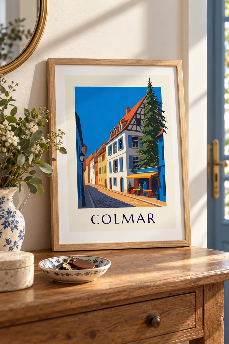 Illuminated Colmar at Christmas poster, the Fishmonger’s District : small A4 size, framed