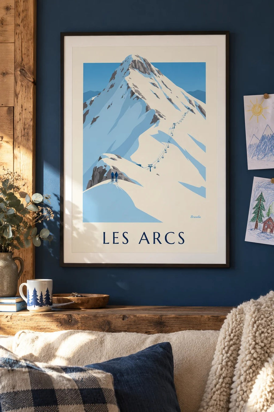 Les Arcs, snowy mountain poster | Brunelia : framed on the wall