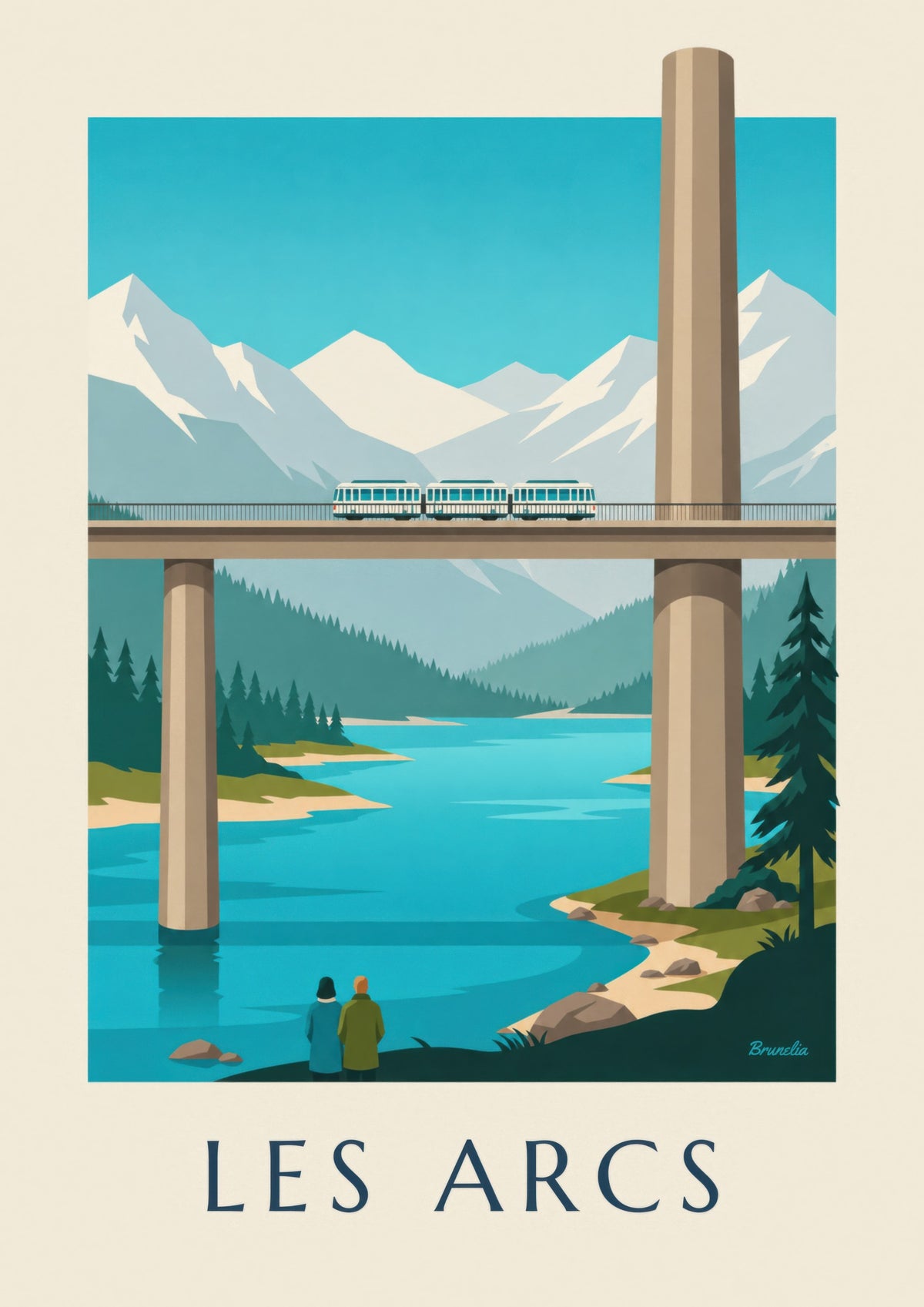 Affiche Les Arcs, funiculaire sur viaduc