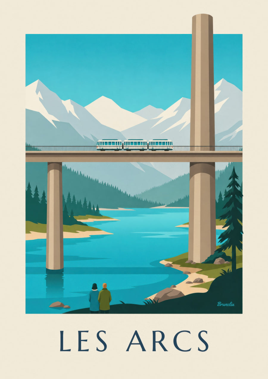 Affiche Les Arcs, funiculaire sur viaduc