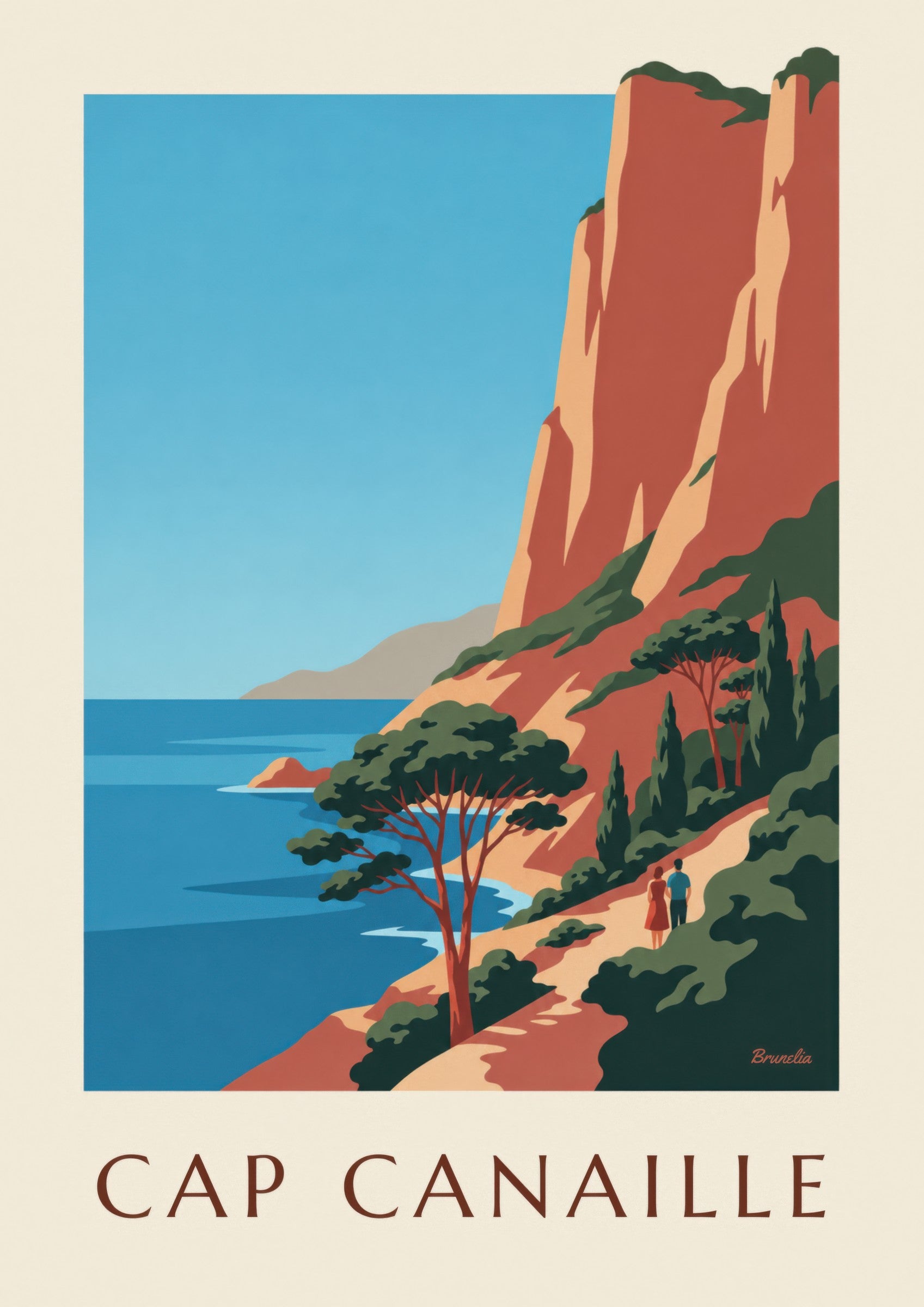 Affiche Cap Canaille, falaises rouges et mer bleue: close-up detail