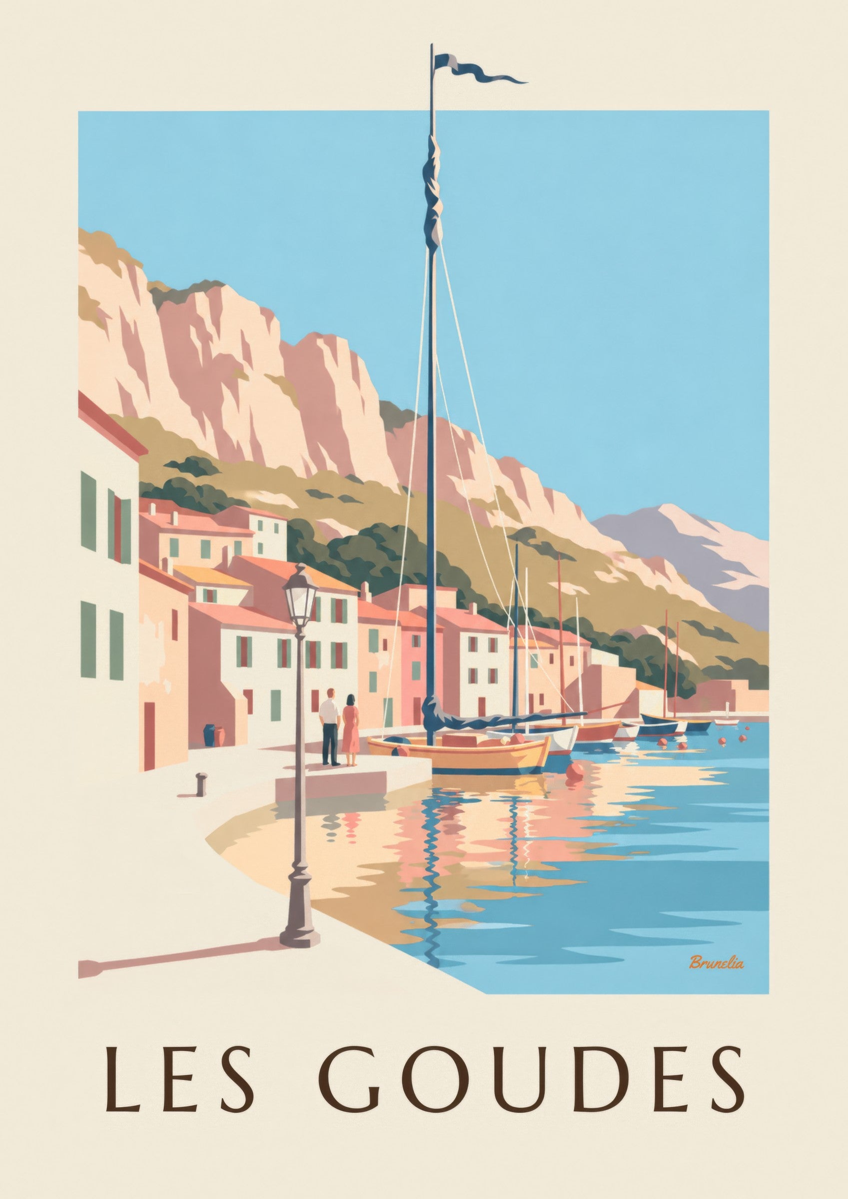 Affiche port des Goudes au coucher du soleil: close-up detail