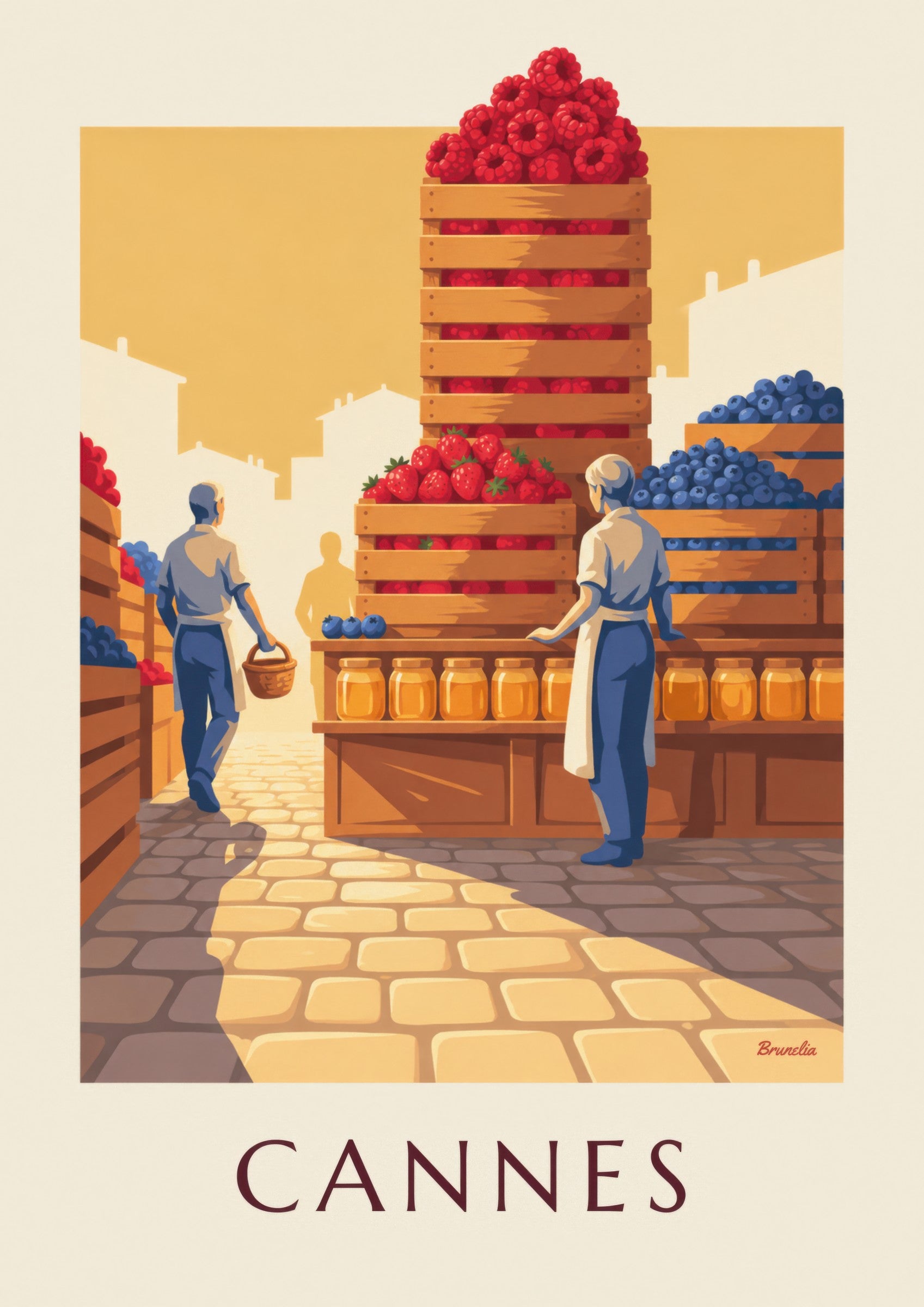 Affiche marché Forville à Cannes, fruits rouges: close-up detail