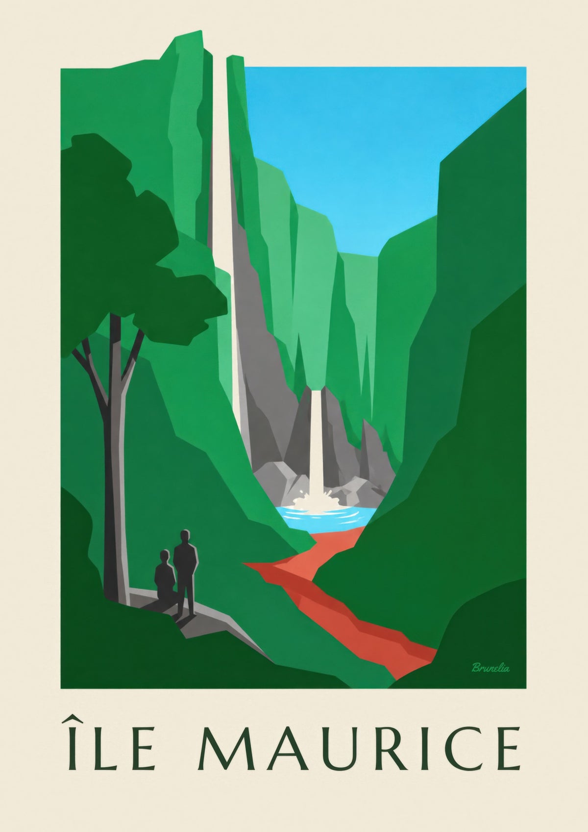 Mauritius Poster, Chamarel Waterfall (MAURITIUS title)