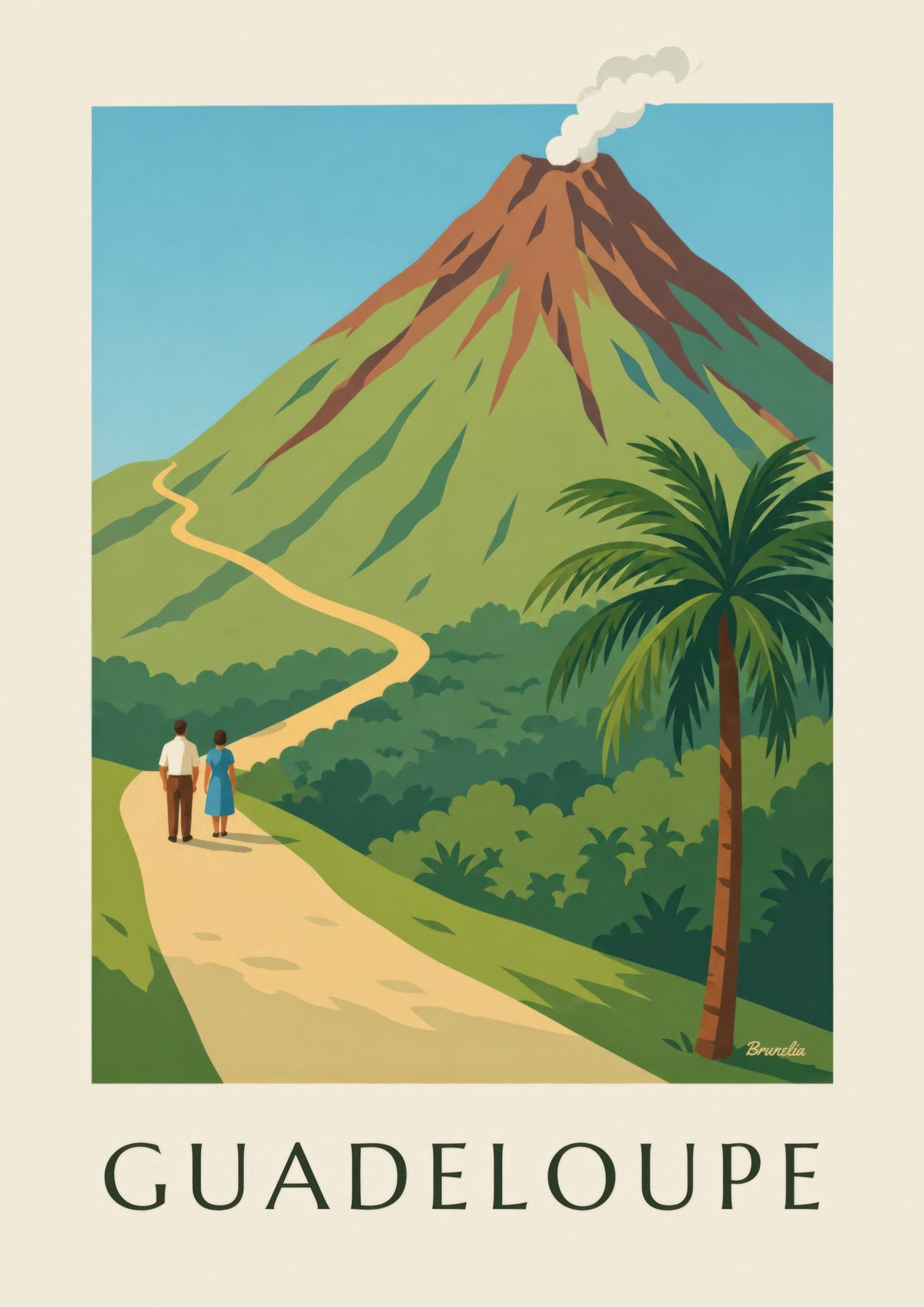 Guadeloupe Poster, La Soufrière Volcano
