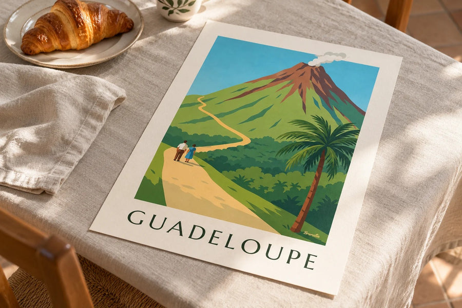 Guadeloupe Poster, La Soufrière Volcano : standing on a table