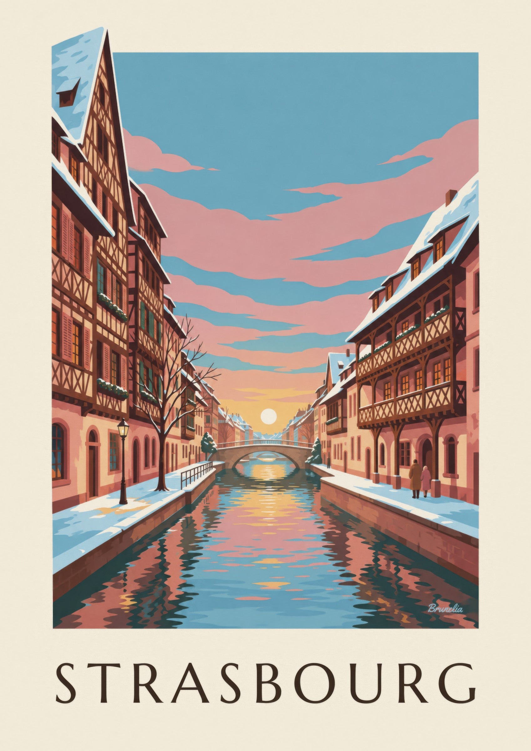 Strasbourg Petite France in winter poster: close-up detail