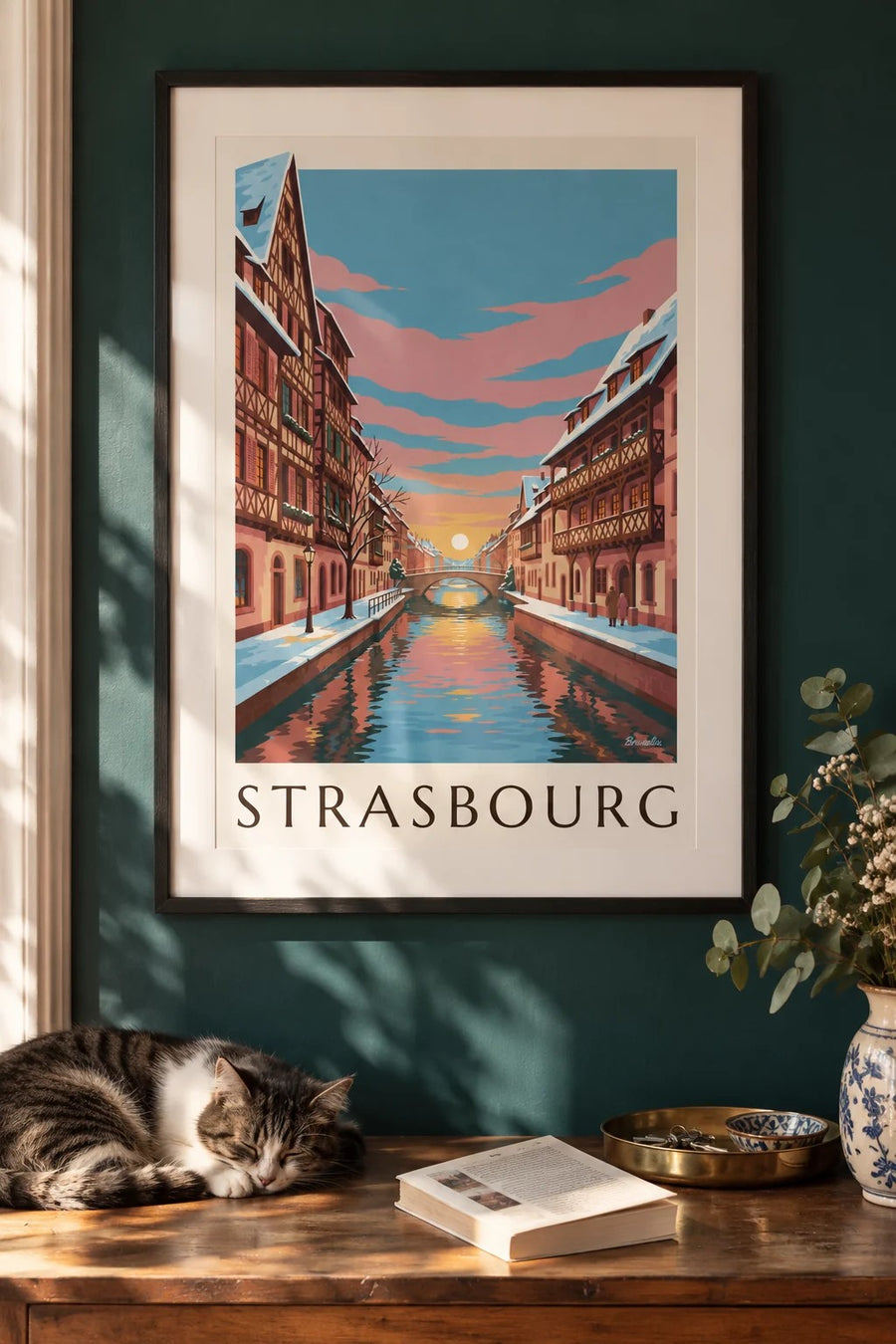 Strasbourg Petite France in winter poster : framed on the wall