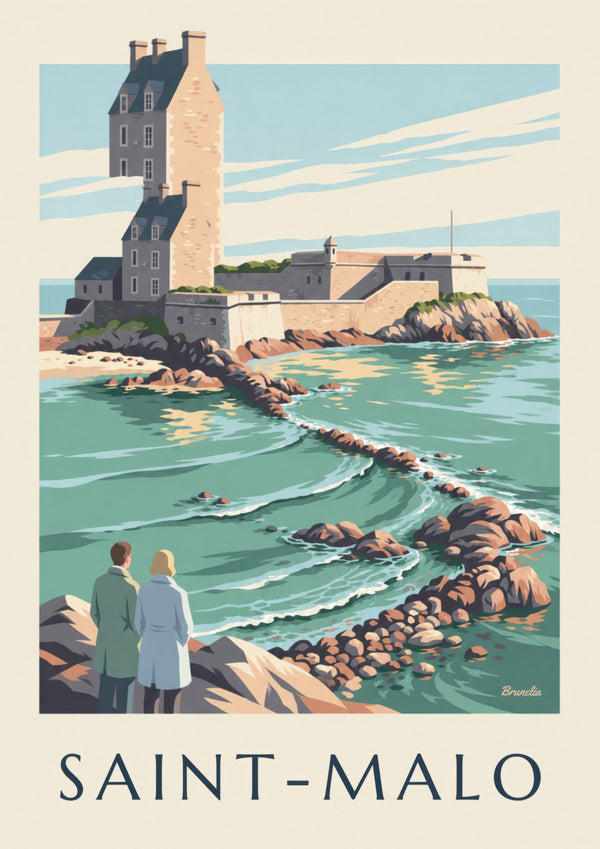 Saint-Malo Fort National at high tide poster