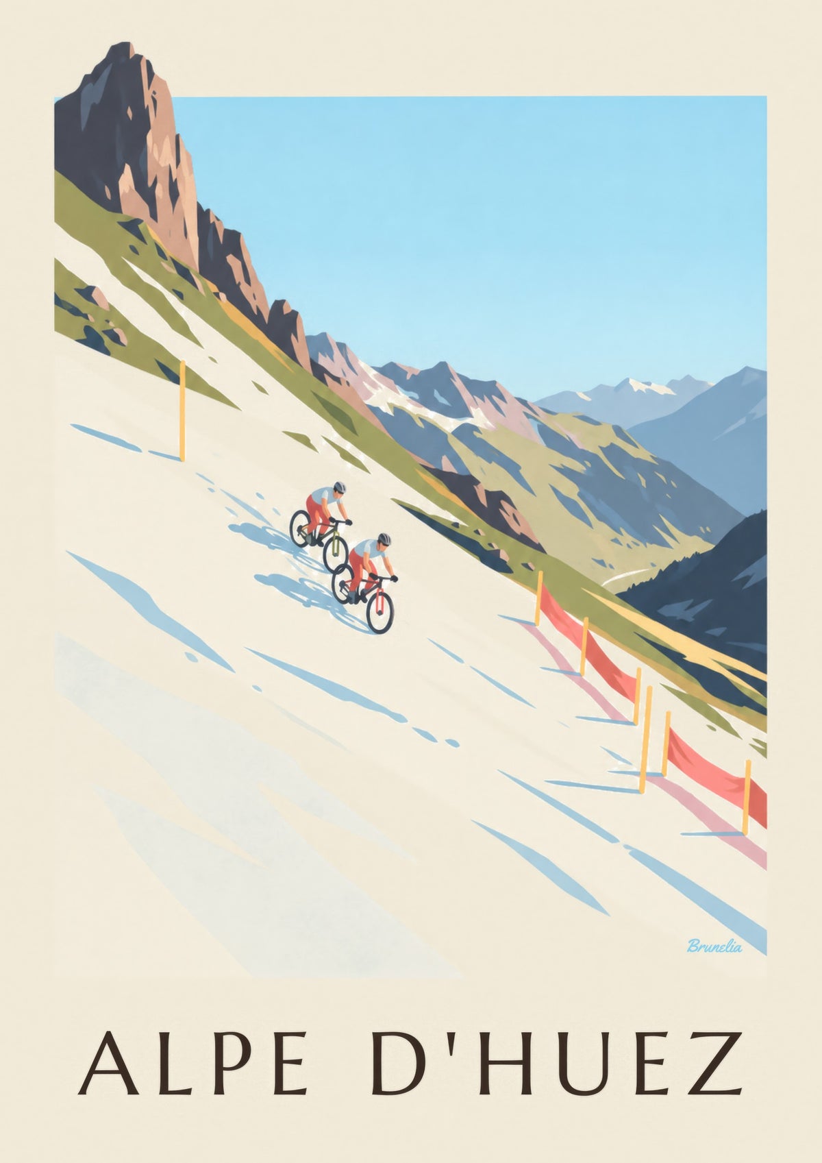 Alpe d'Huez mountain biking on snow poster
