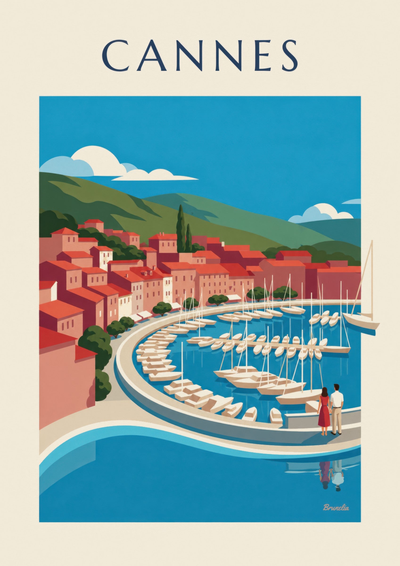 Cannes bay view from Le Suquet poster: close-up detail