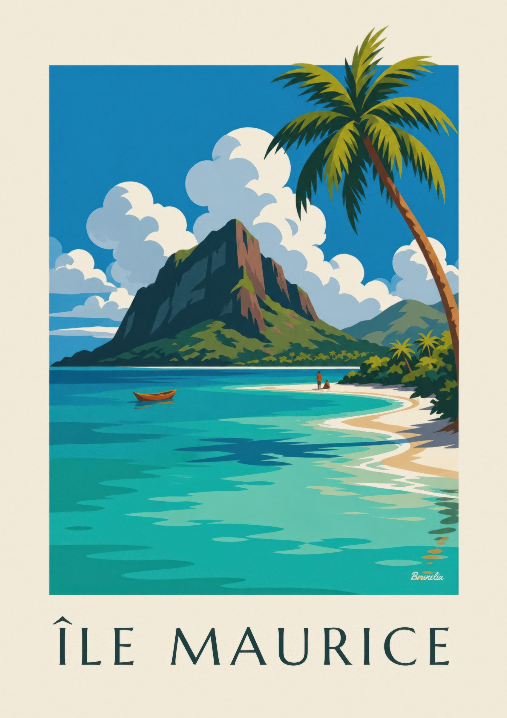 Le Morne Brabant and lagoon Mauritius poster: close-up detail
