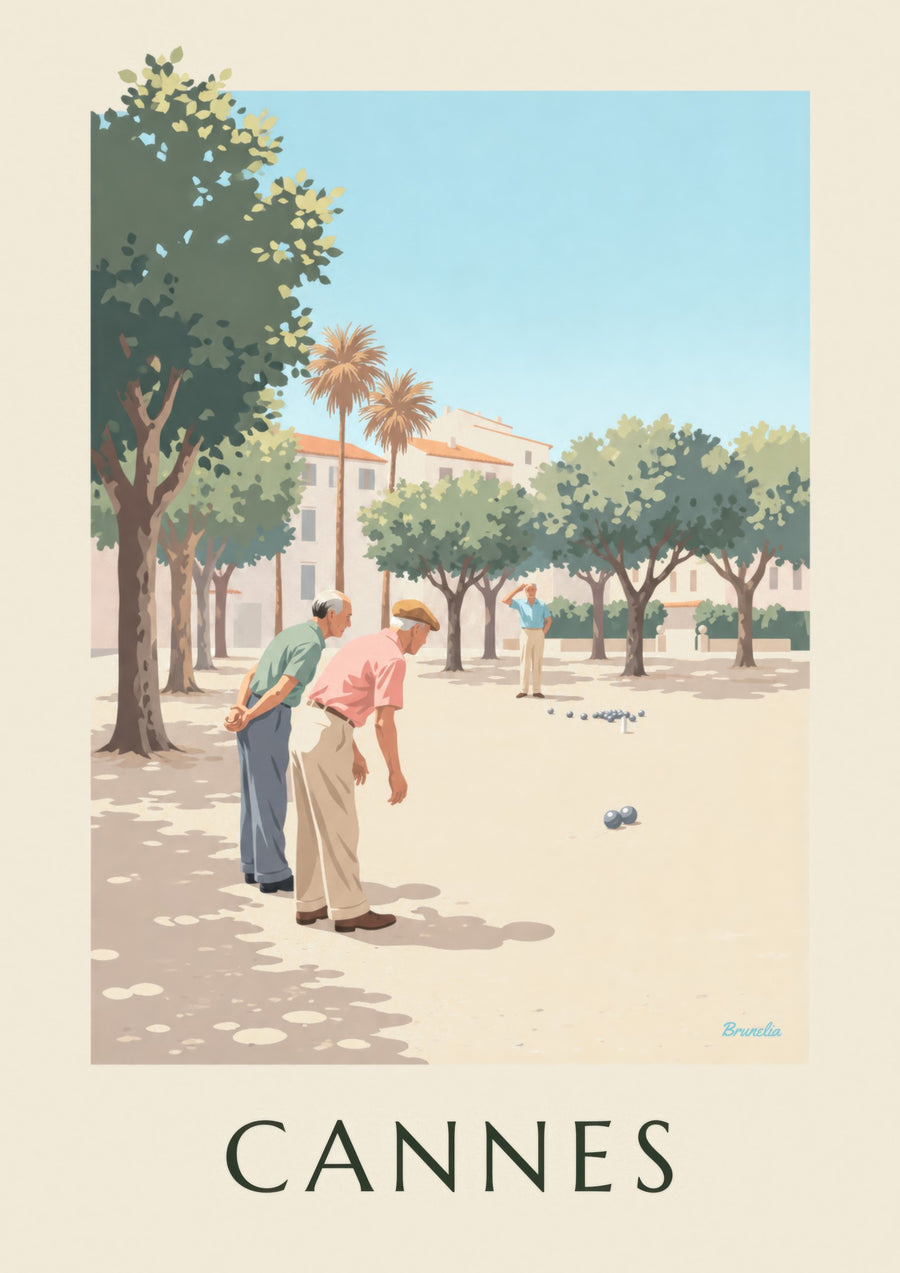 Pétanque under plane trees in Cannes poster