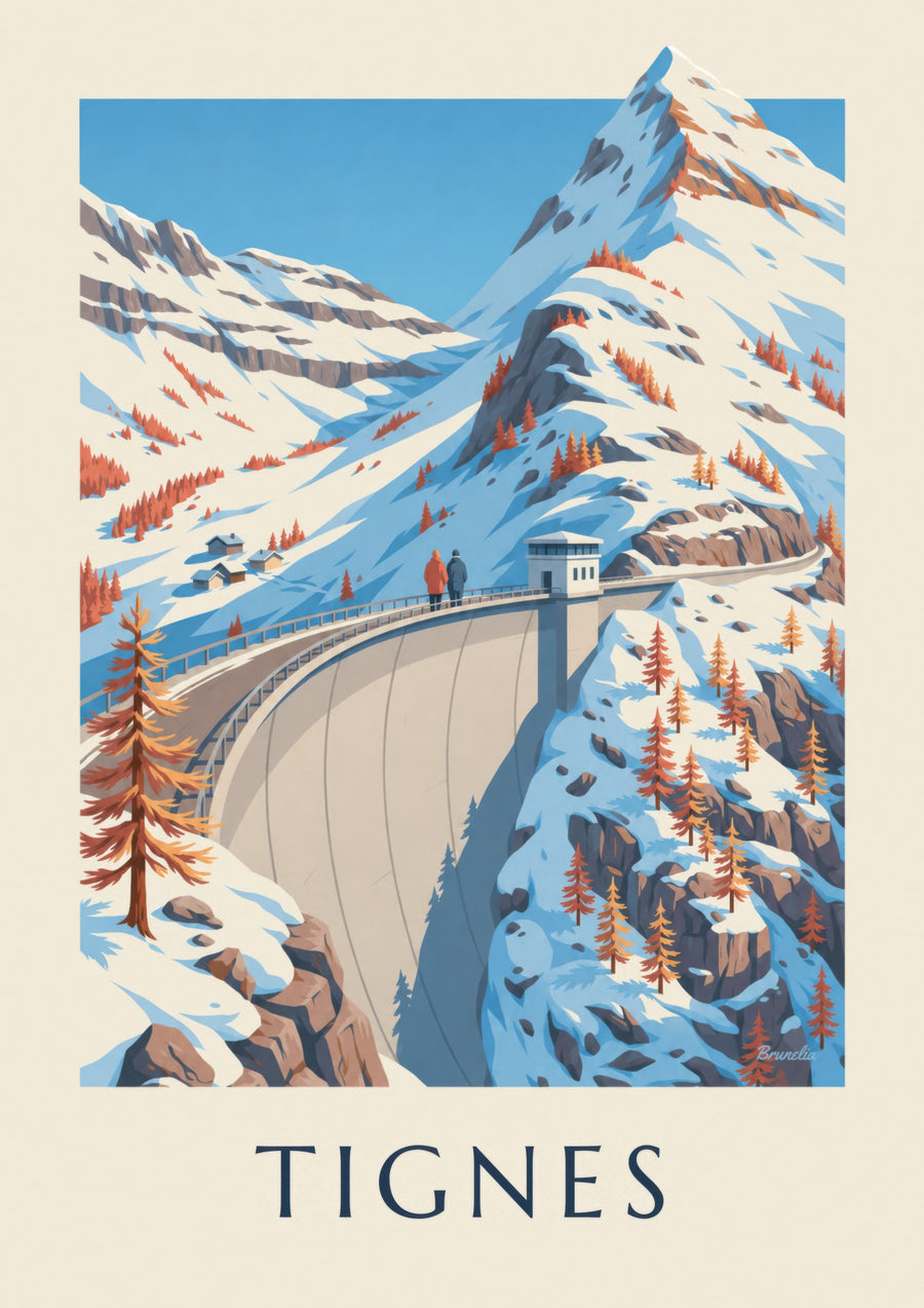 Tignes dam in winter poster