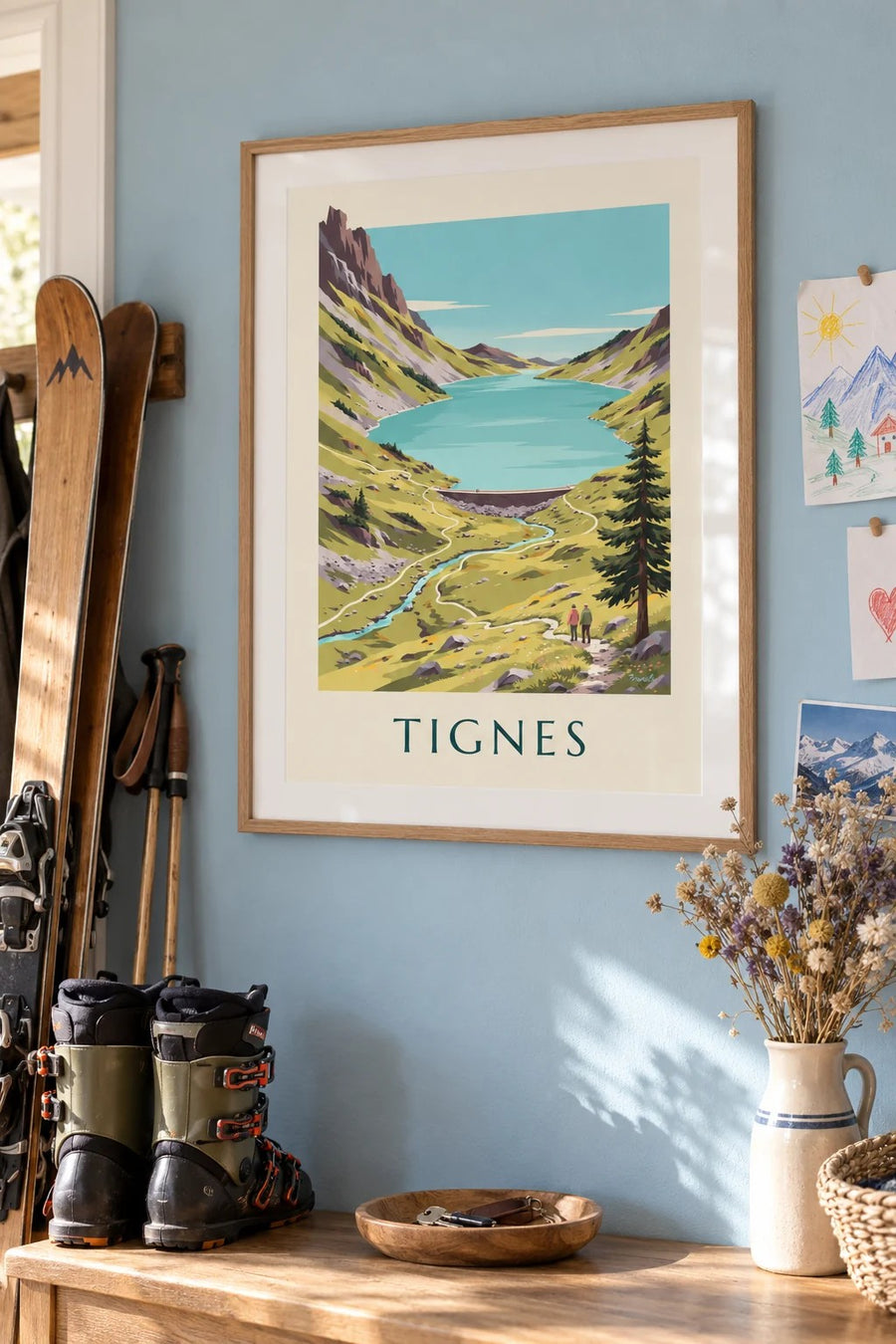 Affiche Tignes, lac turquoise de la Sassière : encadrée au mur