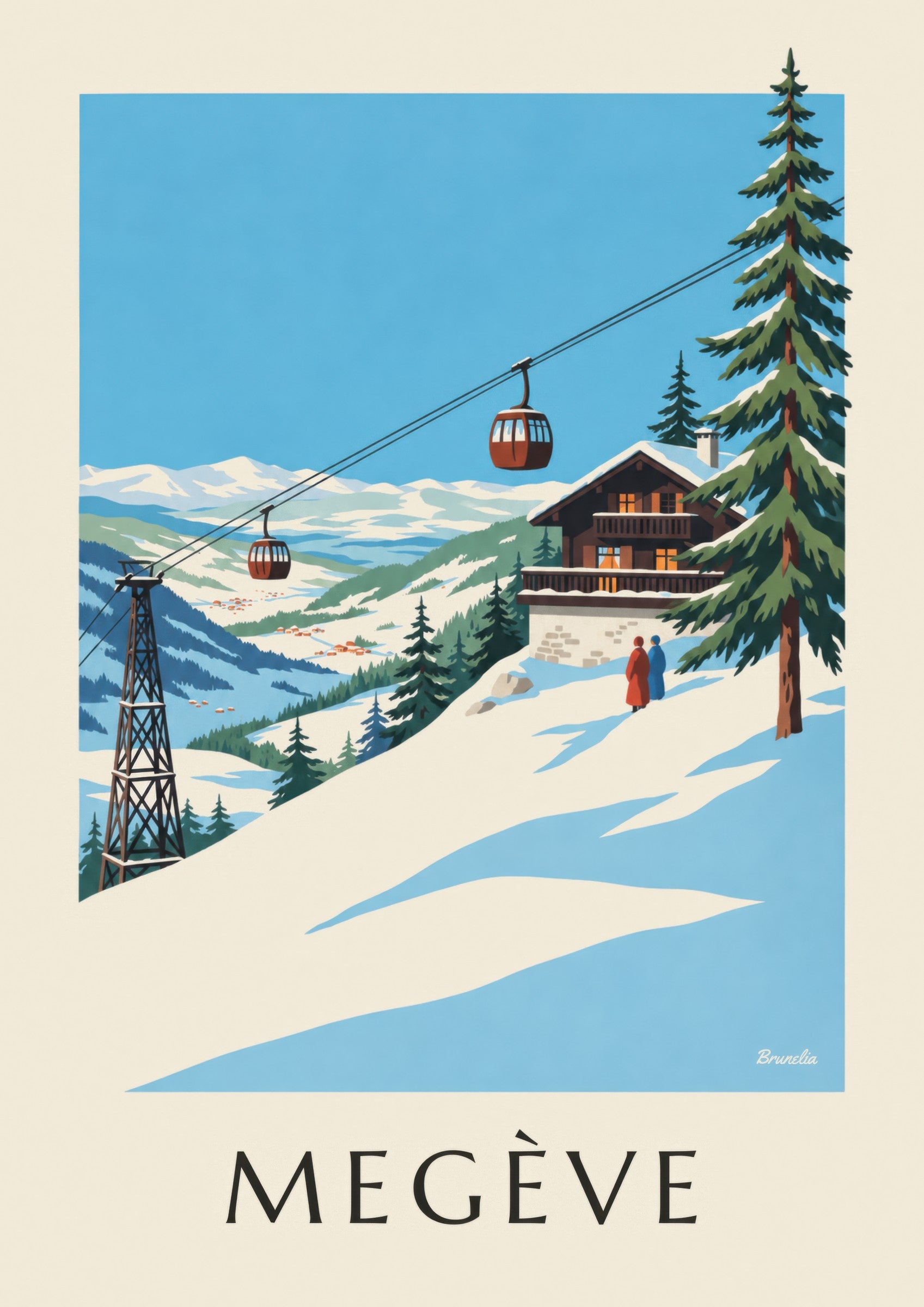 Megève Mont d'Arbois gondola poster: close-up detail