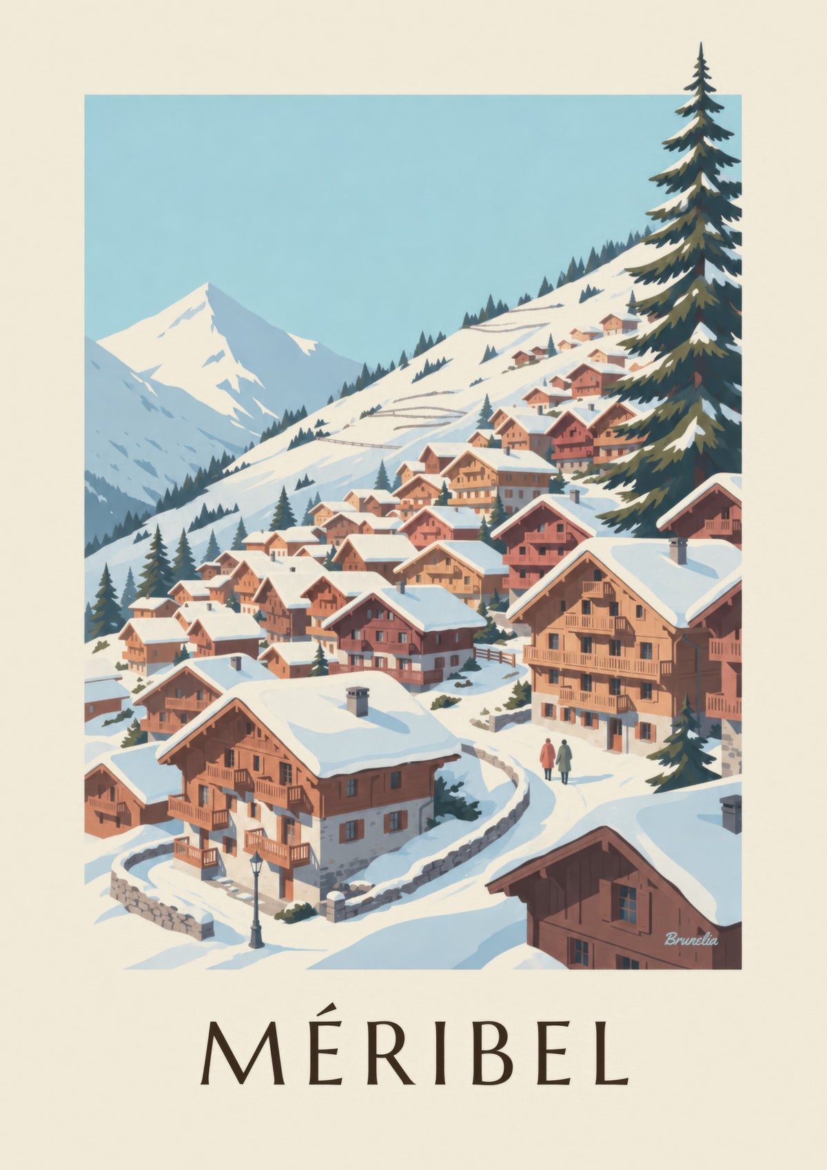 Méribel snow-covered chalets poster