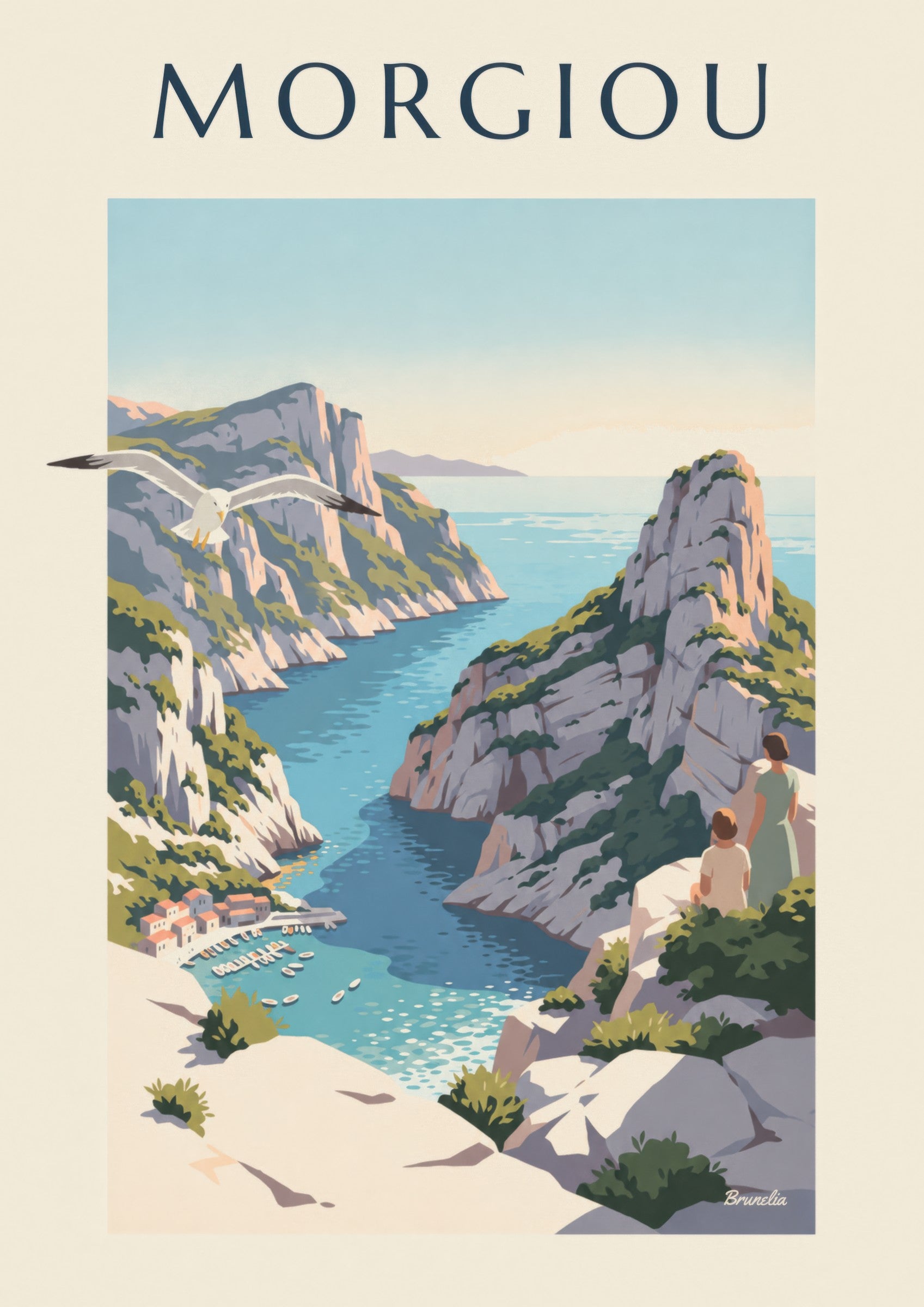 Morgiou calanque Marseille poster: close-up detail